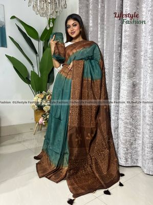 প্রিমিয়াম কোয়ালিটি কালারফুল সিল্ক বাটিক শাড়ি (LF-25-969)