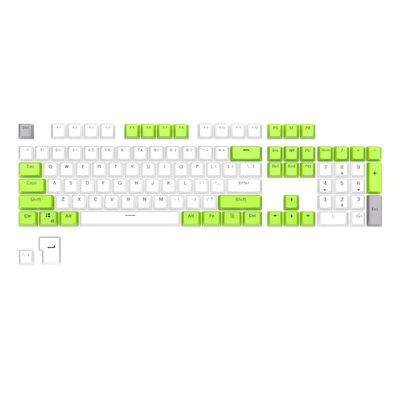PBT Shine-Through Keycaps - Green on White_img_0
