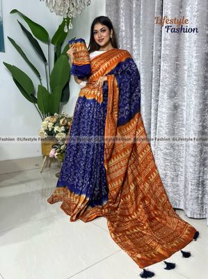 প্রিমিয়াম কোয়ালিটি কালারফুল সিল্ক বাটিক শাড়ি (LF-25-970)