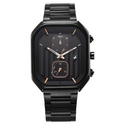 Fastrack 3270NM01 Fleek Quartz Multifunction Black Dial Stainless Steel Strap Watch_img_0