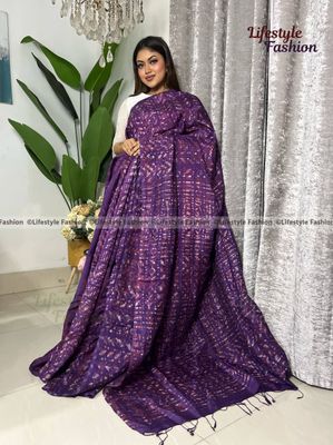 প্রিমিয়াম কোয়ালিটি কালারফুল সিল্ক বাটিক শাড়ি (LF-25-963)