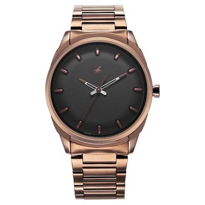 Fastrack 3273QM01 Analog Black Dial Brown Stainless Steel Strap Watch_img_0