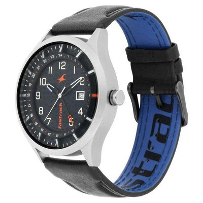Fastrack NN3205TL02 Titanium Quartz Analog Date Grey Dial Leather Strap Watch_img_0