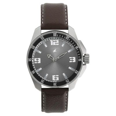 Fastrack NR3084SL02 Quartz Analog Grey Dial Leather Strap Watch_img_0