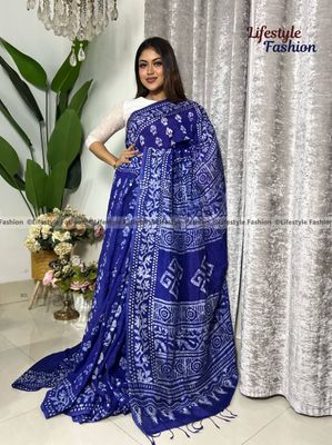 প্রিমিয়াম কোয়ালিটি কালারফুল সিল্ক বাটিক শাড়ি (LF-25-959)