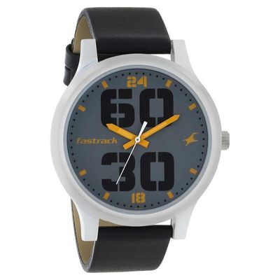Fastrack NR38051SL03 Bold Quartz Analog Grey Dial Leather Strap Watch_img_0