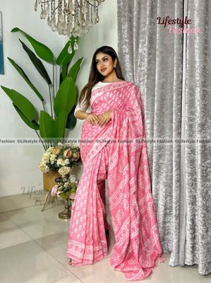 প্রিমিয়াম কোয়ালিটি কালারফুল সিল্ক বাটিক শাড়ি (LF-25-958)
