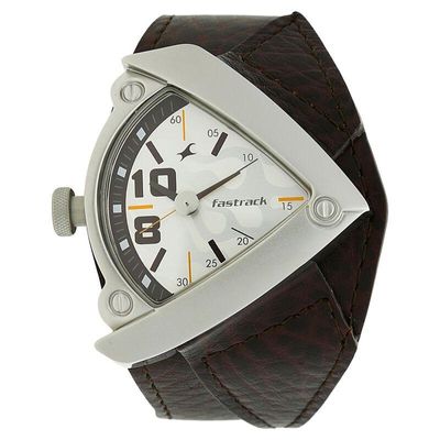 Fastrack NS3022SL01 Quartz Analog White Dial Leather Strap Watch_img_0