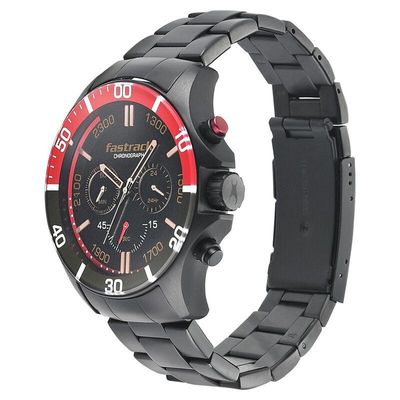 Fastrack NS3072NM01 Hitlist Quartz Chronograph Black Dial Stainless Steel Strap Watch_img_0
