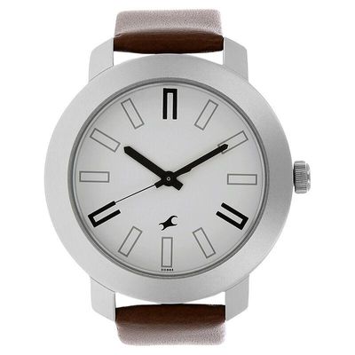 Fastrack NS3120SL01 Quartz Analog White Dial Leather Strap Watch_img_0