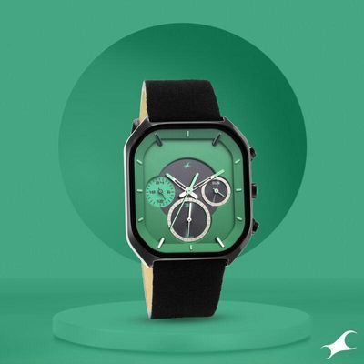 Fastrack NS3270NL01 After Dark Quartz Analog with Day and Date Green Dial Leather Strap Watch_img_0