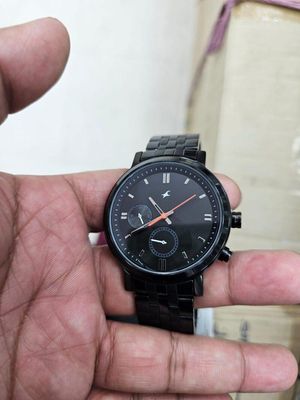 Fastrack NS3287NM01 Tick Tock Quartz Multifunction Black Dial Metal Strap Watch_img_1