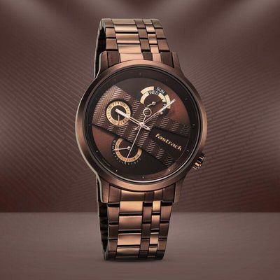 Fastrack NS3301QM01 Exuberant Quartz Multifunction Brown Dial Stainless Steel Strap Watch_img_0