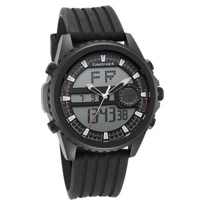 Fastrack NS38064PP01 Streetwear Quartz Analog Digital Black Dial PU Strap Watch_img_0