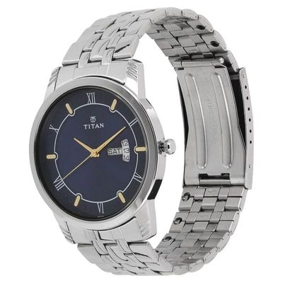 Titan (NS1774SM01) Analog with Day and Date Blue Dial Stainless Steel Strap watch for Men_img_4