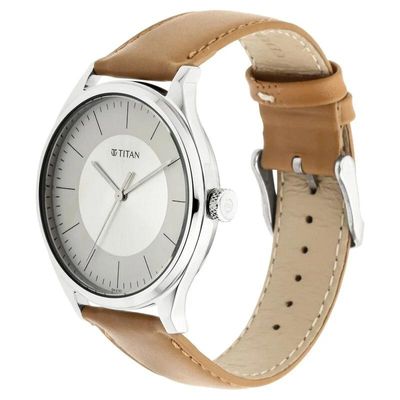 Titan Men’s Urban Edge Lustrous White Dial Leather Watch – NP1802SL07_img_1
