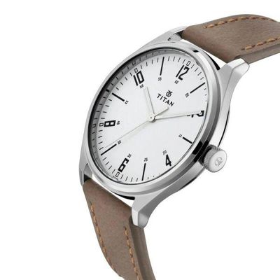 Titan Workwear Men’s Urban Edge Lustrous Silver Dial Leather Watch- 1802SL01_img_2