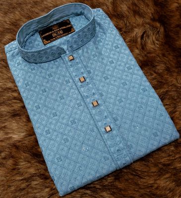 Sky Blue Elegant Embroidered Men's Panjabi_img_0