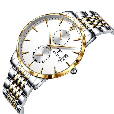 Trsoye 638 Men's Luxury Stainless Steel Watch – Elegant Silver & Rose Gold Design_img_2