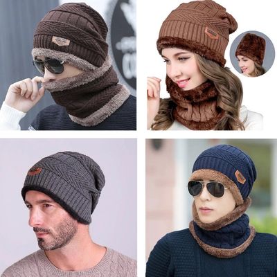 Winter Beanie Hat Scarf Set Warm Knit Hat_img_0