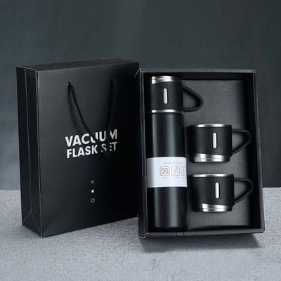 Premium Stainless Steel 1 Bottle & 3 Mug Set | 500ml ._img_1