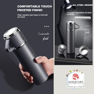 Premium Stainless Steel 1 Bottle & 3 Mug Set | 500ml ._img_5