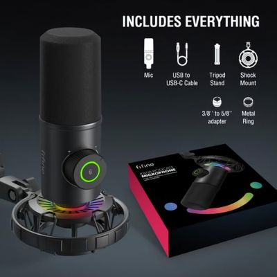 FIFINE K658 USB Dynamic Cardioid Podcast Microphone With A Live Monitoring, Gain Control, Mute Button_img_0