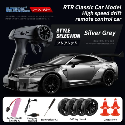 Nissan GT-R (R35) 4WD RC Drift Car With Tires & Traffic Cones_img_3