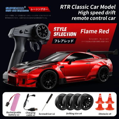 Nissan GT-R (R35) 4WD RC Drift Car With Tires & Traffic Cones_img_4