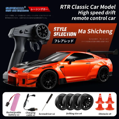Nissan GT-R (R35) 4WD RC Drift Car With Tires & Traffic Cones_img_5