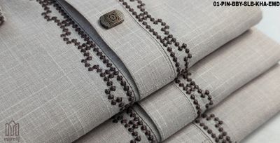 Ethereal Baby Pink Panjabi with Embroidered Slab Design_img_1