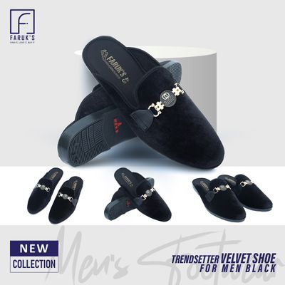New Fashionable Velvet Half Shoe For Men Black_img_4