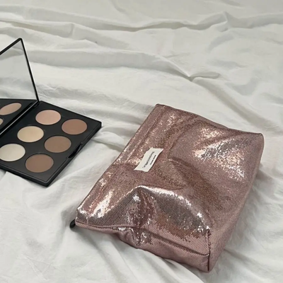 Makeup Bag Cosmetic Bag, Large Shiny Cosmetic Bag with Zipper, Waterproof Makeup Pouch Storage Cosmetic Pouch for Women, Glitter