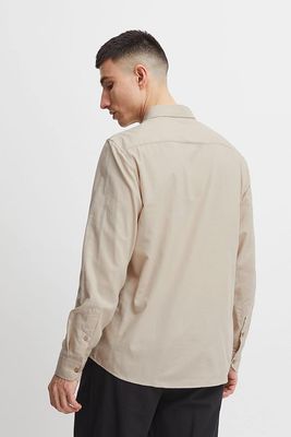 Men’s Classic Beige Button-Up Shirt – Long Sleeve, Casual Fit_img_2