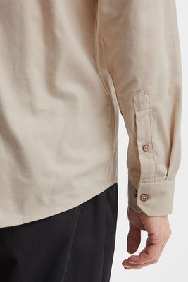 Men’s Classic Beige Button-Up Shirt – Long Sleeve, Casual Fit_img_3