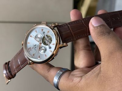 PATEK AUTO BELT ROSE GOLD CASE BROWN BELT WHITE DIAL_img_0