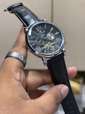 PATEK AUTO BELT SILVER CASE BLACK BELT BLACK DIAL_img_0