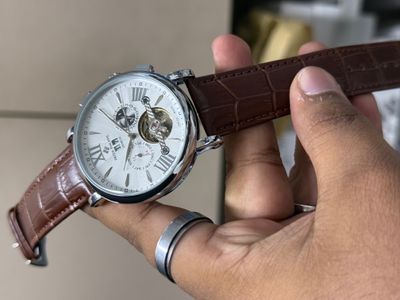 PATEK AUTO BELT SILVER CASE BROWN BELT WHITE DIAL_img_0