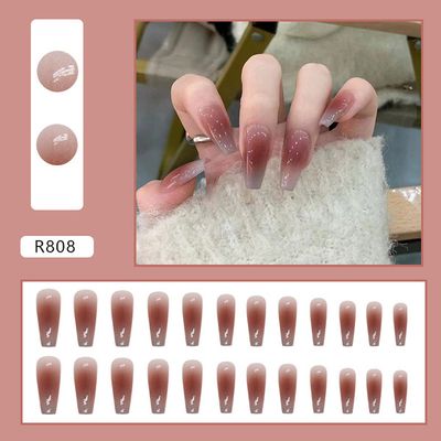 24 pcs fake nails set 🥺💗 with glue stick Dm us to order_img_0