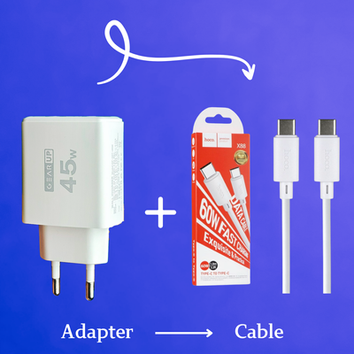 GearUP 45W Fast Charger + Hoco 1m PD Fast Charging Cable 60W – Combo ._img_0