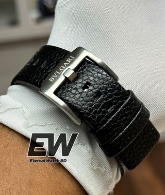 BVLGARI SWEEP BLUE DIAL BLACK BELT BLACK MATTE CASE_img_3