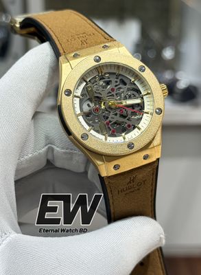 HUBLOT AUTOMOTIC BROWN VELVET BELT GOLD CASE_img_0