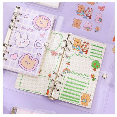 Student Portable Ledger Pvc Loose-Leaf Shell Cute Girl Heart Cartoon Coil Detachable Notebook_img_2