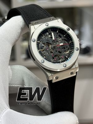 HUBLOT AUTOMOTIC BLACK VELVET BELT SILVER CASE PINK STONE_img_0