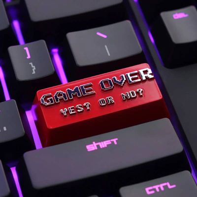 Game Over - RED - Zinc-plated Aluminum Artisan ENTER Keycaps_img_0