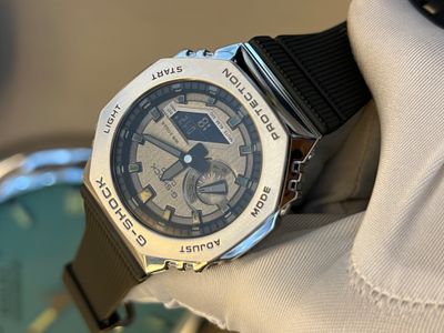 G Shock GA 2100 Metal Grey Dial Silver Case Black Belt AAA Grade_img_0