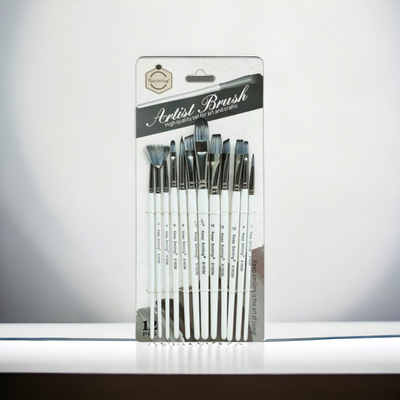 Keep Smiling Silver Body White Artist Brush 12pcs Set Mix_img_0