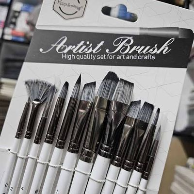 Keep Smiling Silver Body White Artist Brush 12pcs Set Mix_img_1