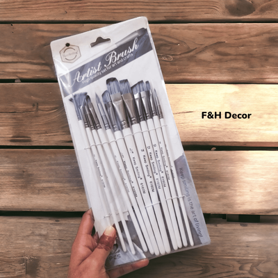 Keep Smiling Silver Body White Artist Brush 12pcs Set Mix_img_2