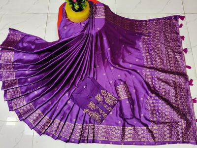 Premium Bodhuya Japani Silk Saree & Panjabi Set_img_1